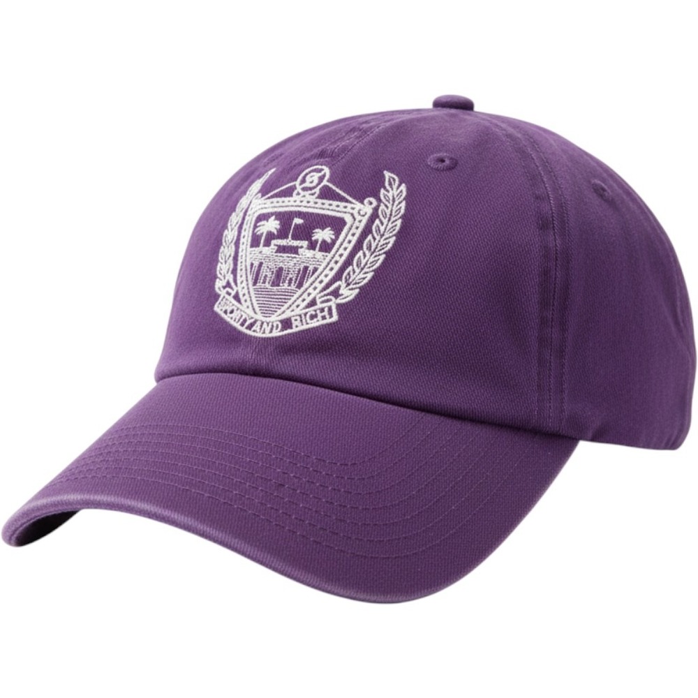 Sporty & Rich Purple Island Rich Adjustable Cap Hat Women's Embroidered Crest